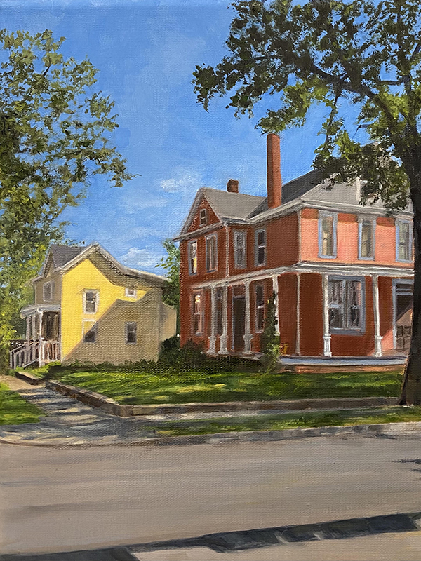 Oil painting of a house, testimonial from student, Paula Smith of RL Caldwell Studio