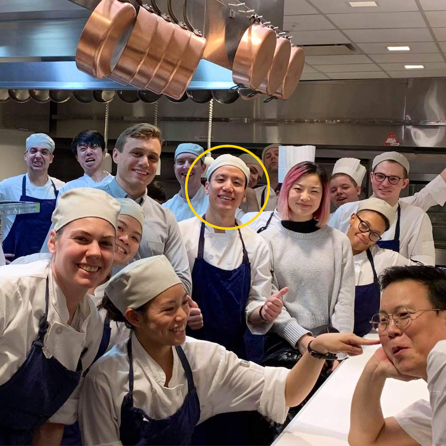 Group photo of the dinner service crew at The Modern with some VIP guests