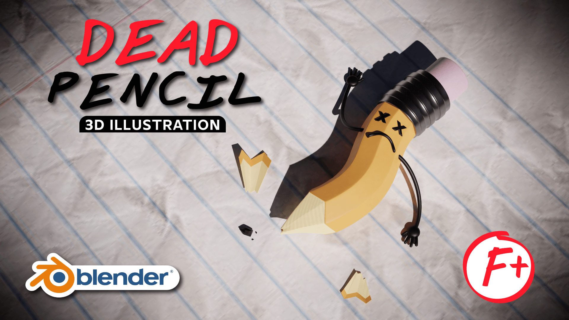 Dead Pencil Illustration 3D Blender Course Academy
