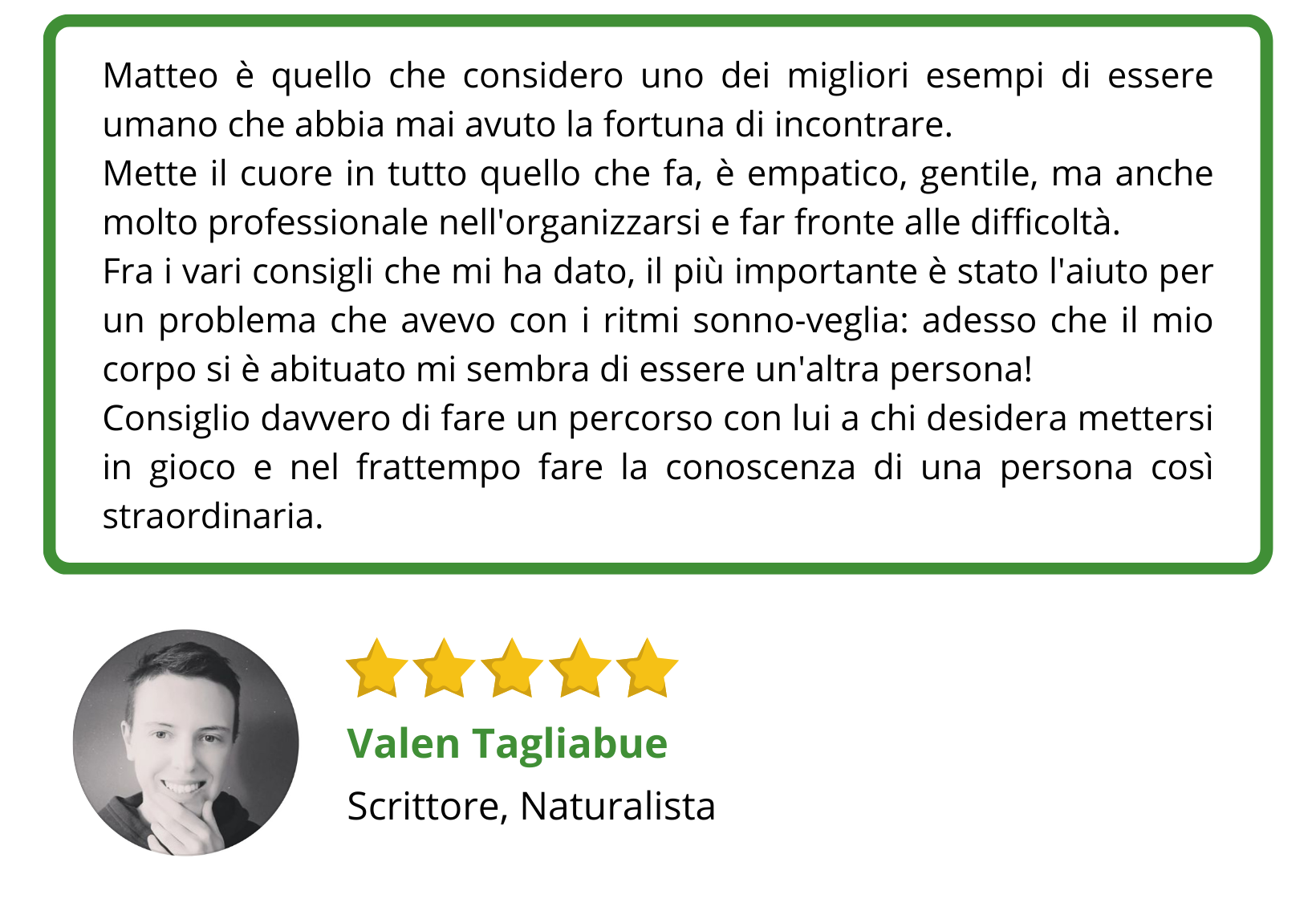 Testimonianza di Valen Tagliabue