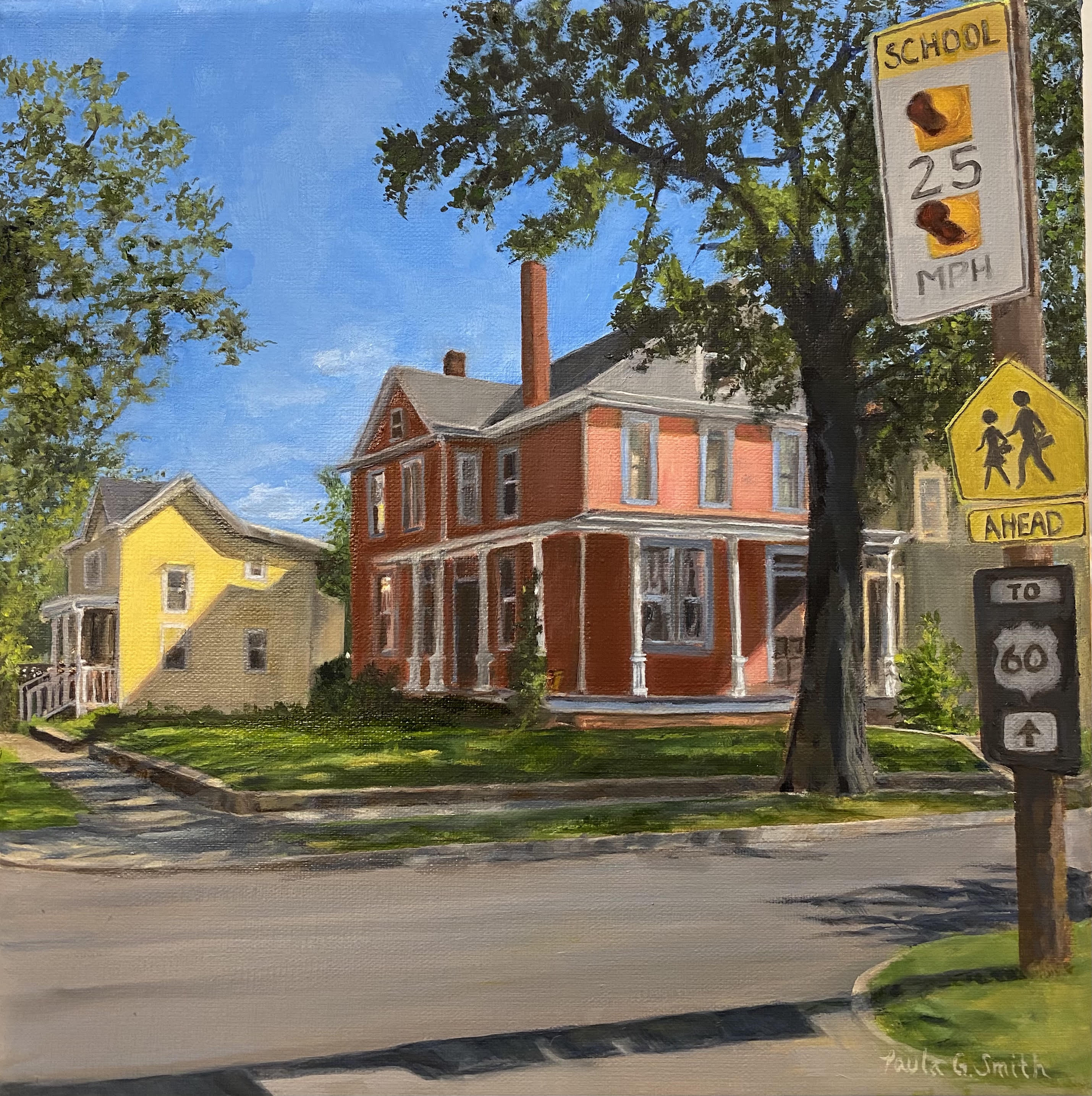 Oil painting of a house, testimonial from student, Paula Smith of RL Caldwell Studio