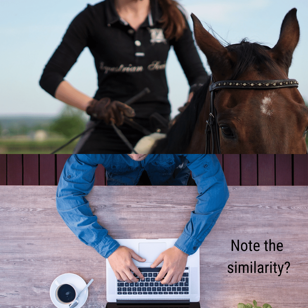 Keyboard hands horse rider