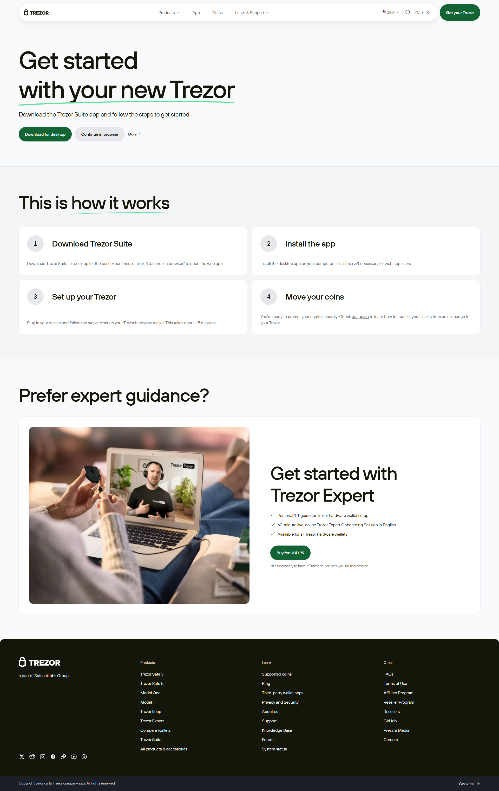 Trézor.io/start