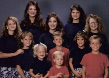 Kristin with her 10 siblings. She is the oldest.