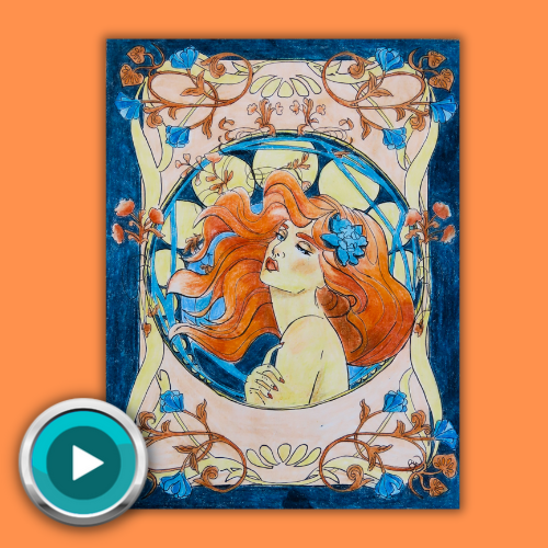 Harvest Moon Inspired By Alphonse Mucha with Bryn