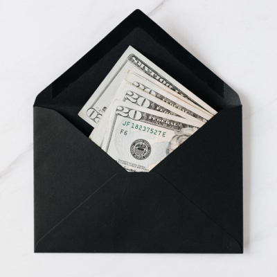 an envelope full of money
