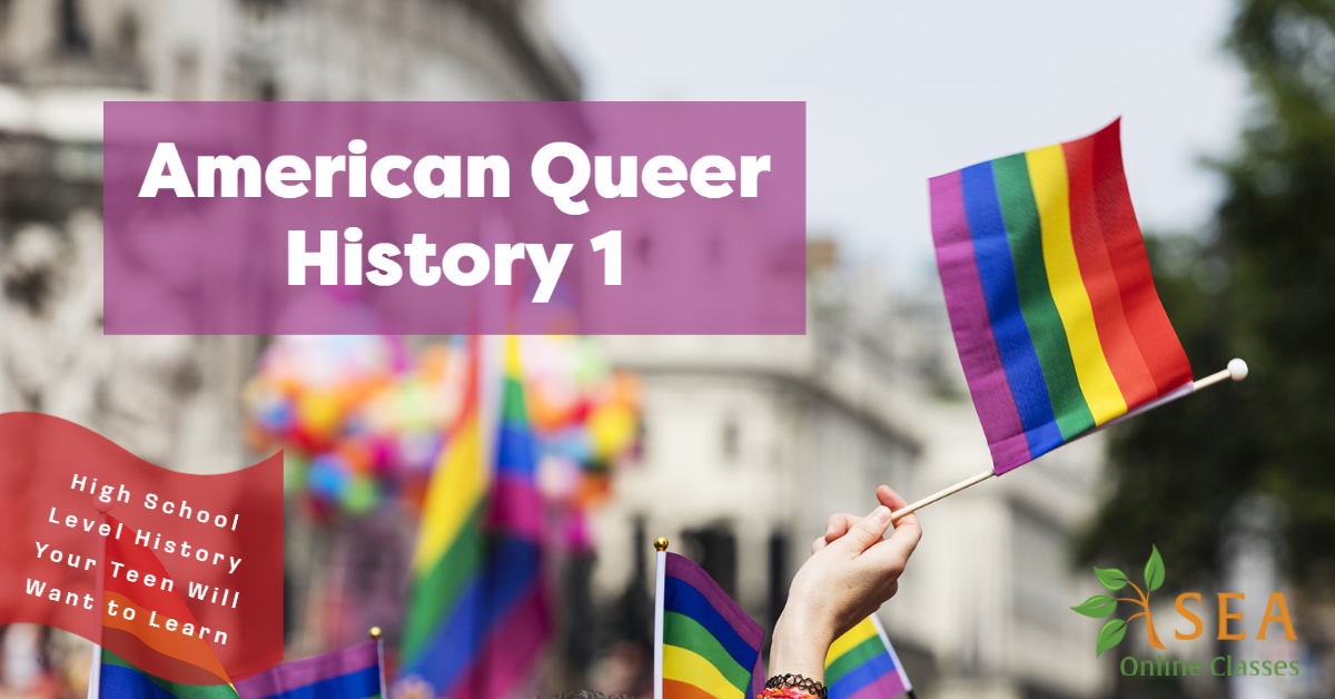 Pride Flag with text American Queer History 1