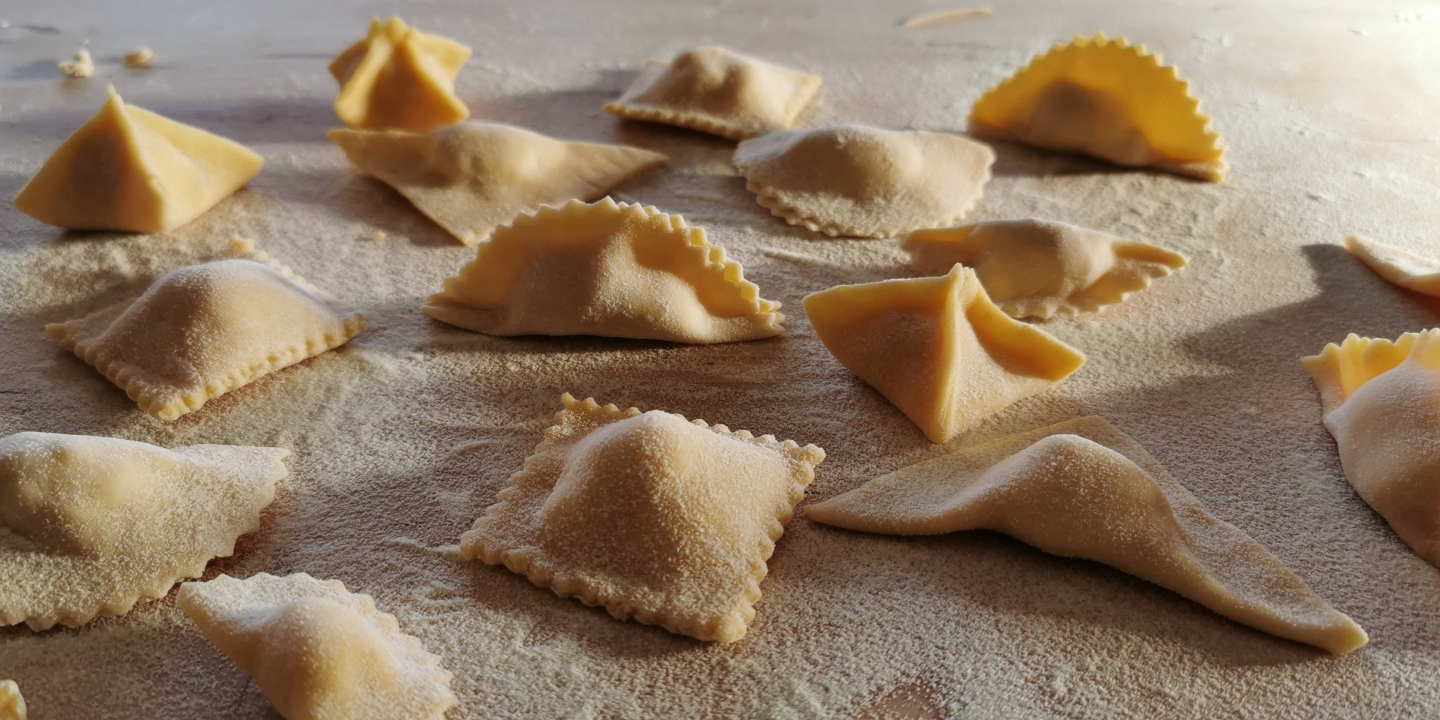 Stuffed homemade pasta ravioli tortellini