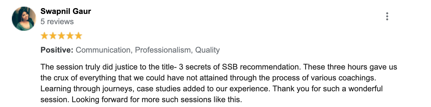 SSB Recommendation Blueprint Course Feedback