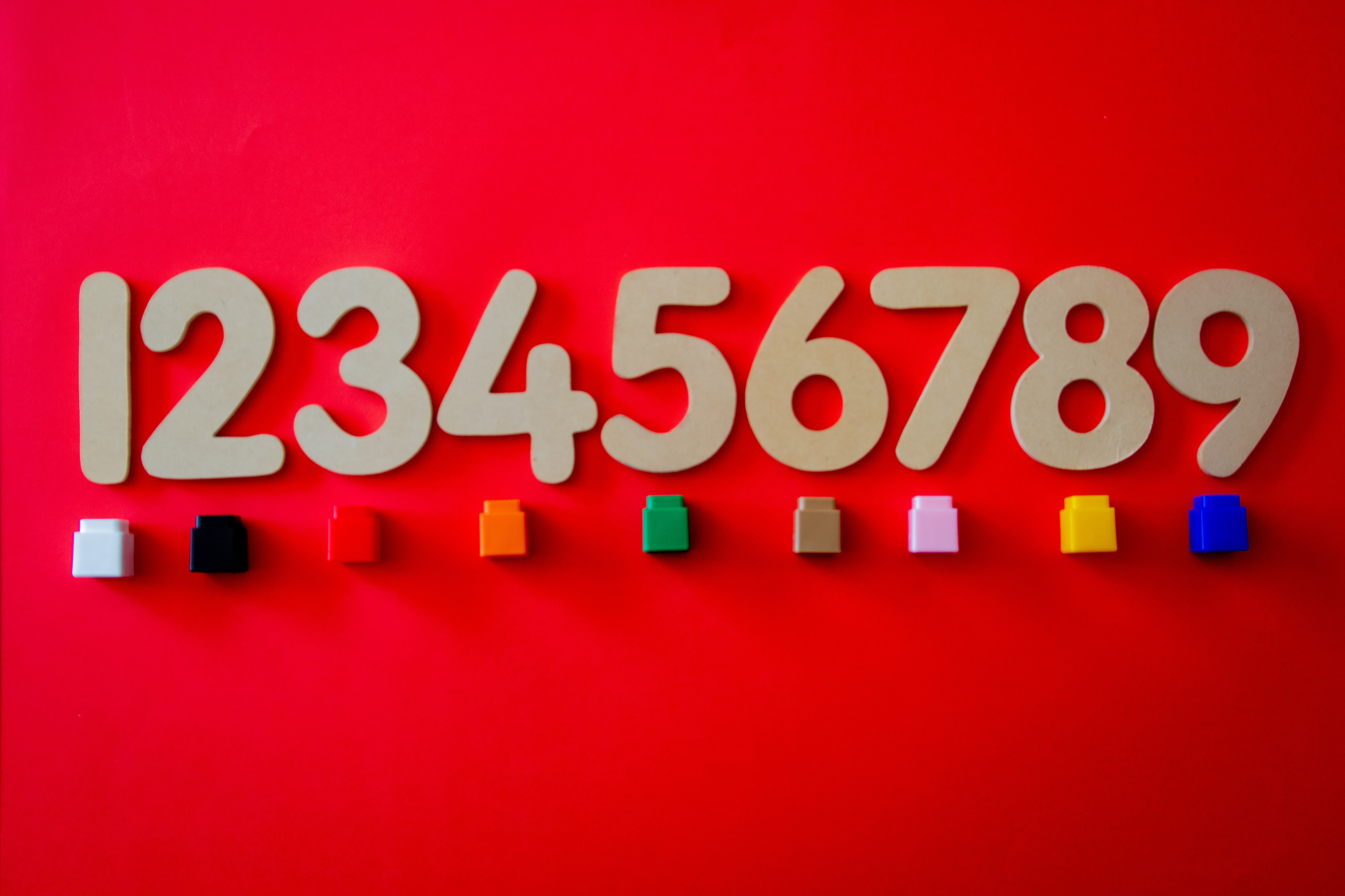 photo of numbers and counting blocks