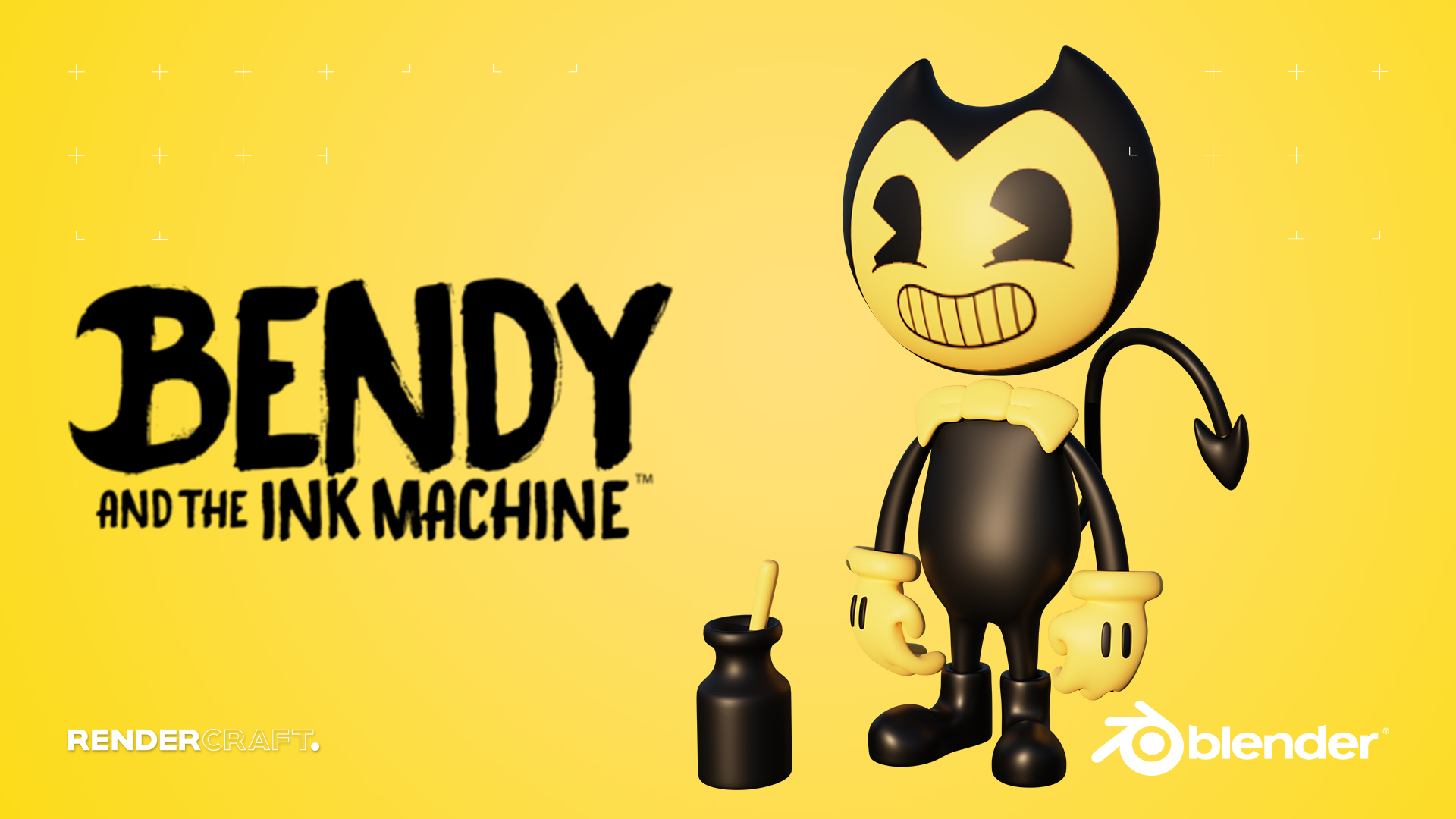 Bendy and the Ink Machine Character Made with Blender Course on Blender Academy