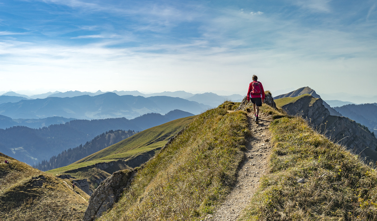 Hiking on a mountain path