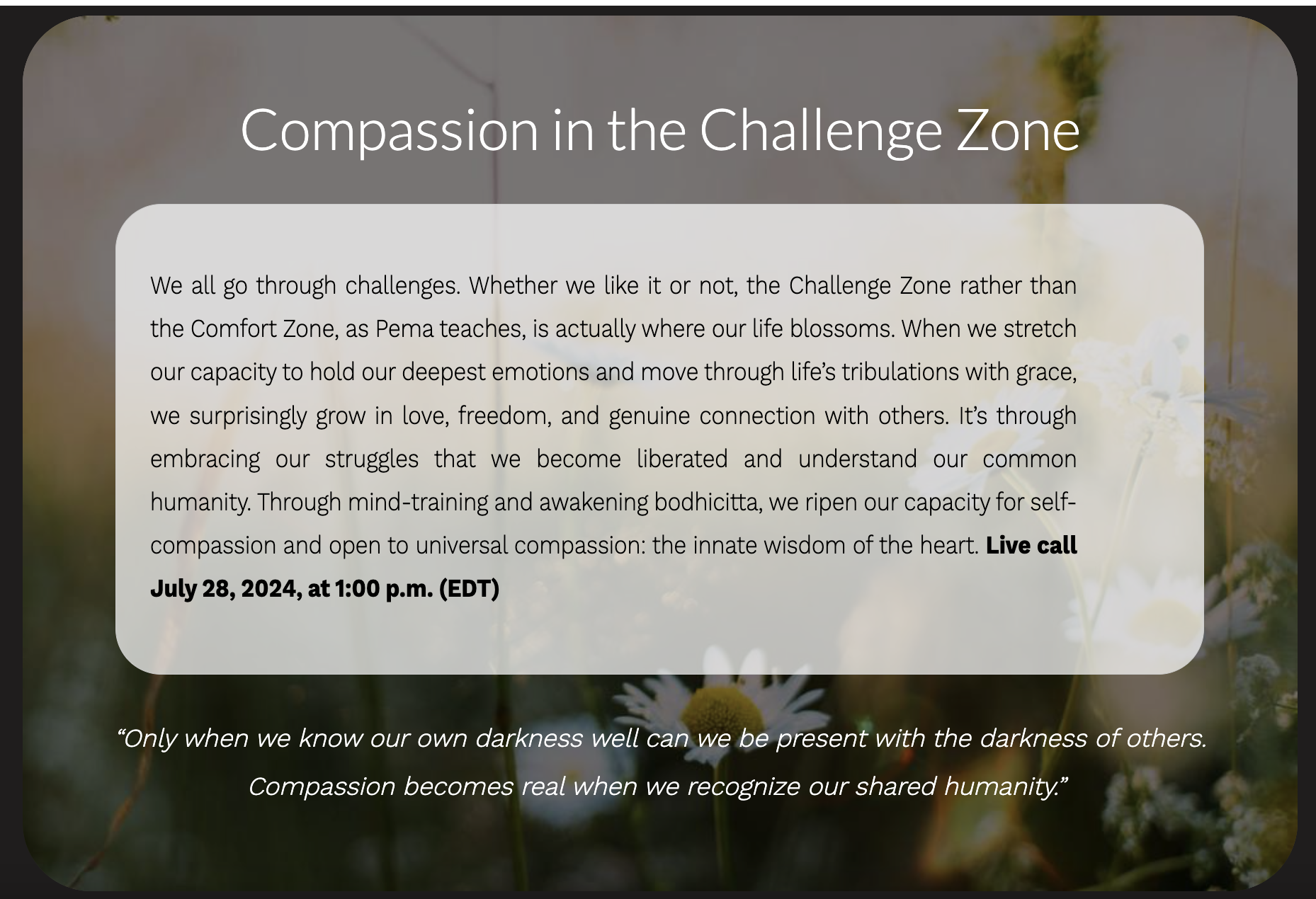 Compassion in the Challenge Zone