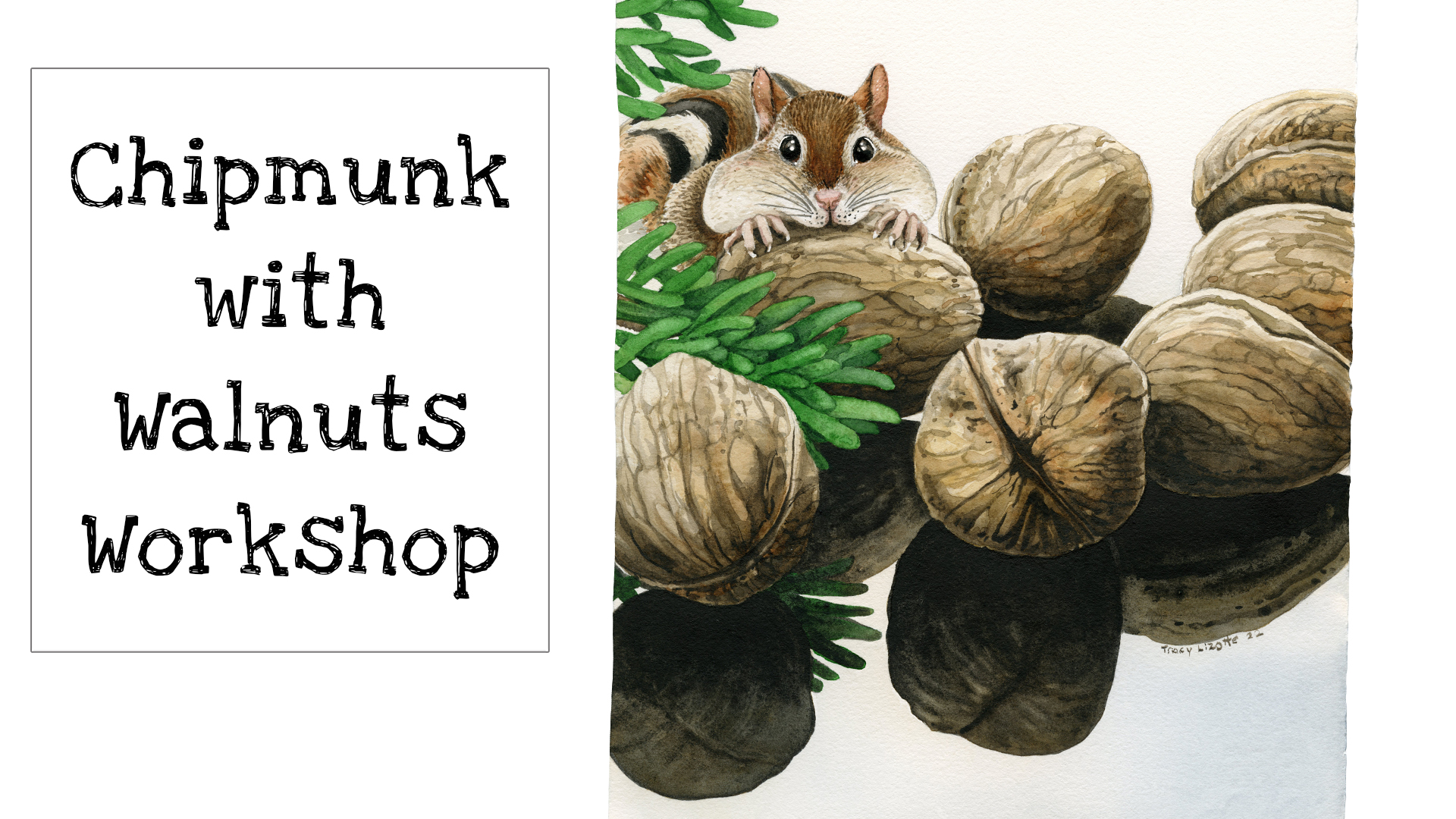How to Paint a Chipmunk with Walnuts with Watercolors