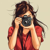 cartoon image of a woman holding a camera