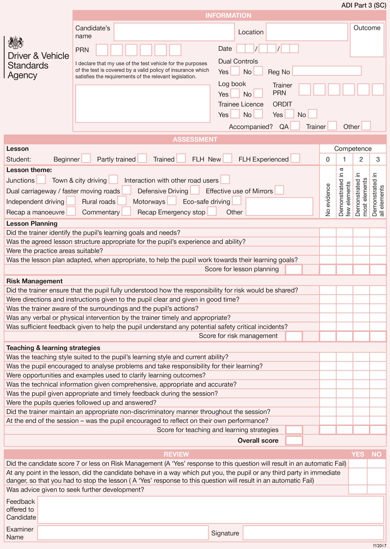free driving instructor training