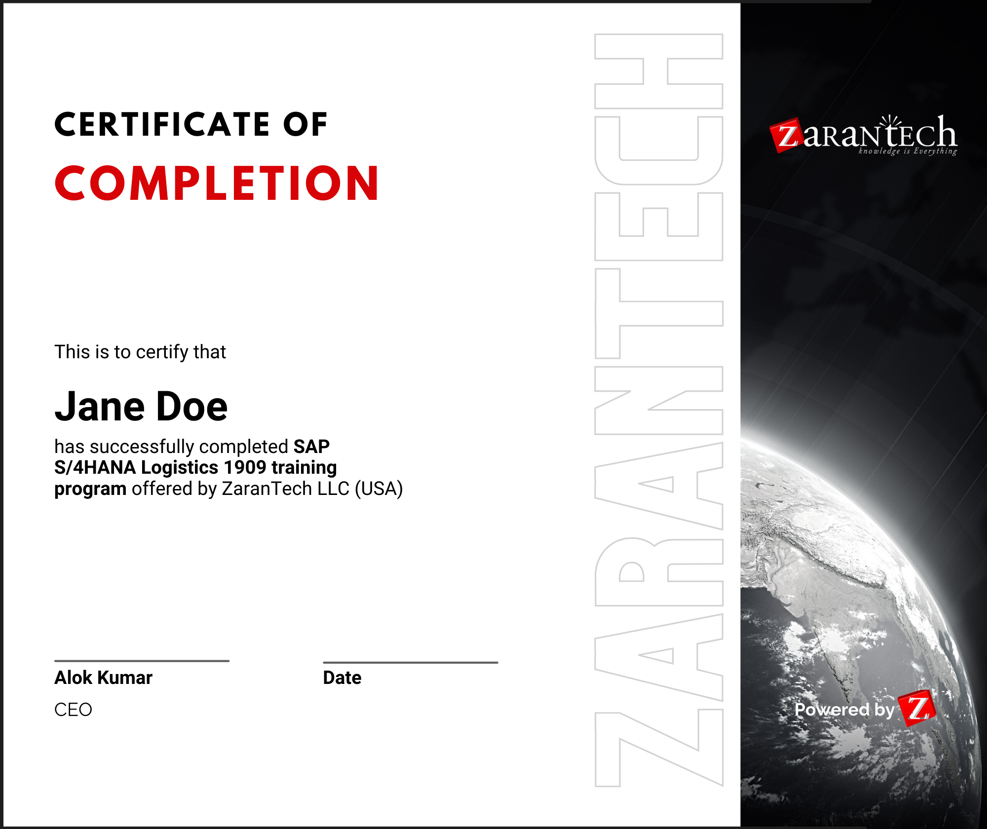 SAP S/4HANA Logistics 1909 - Certificate of Completion