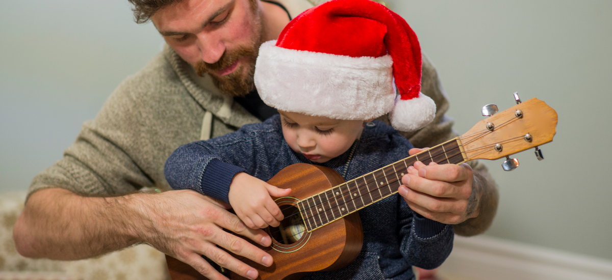 playing ukulele family christmas