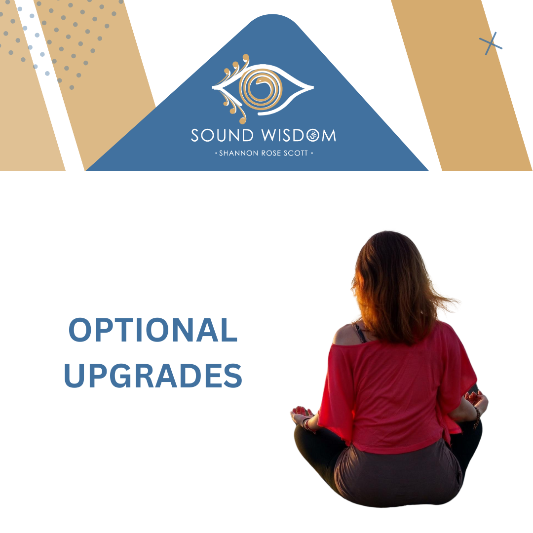 Optional upgrades available for the Crystal Singing Bowl Certification Course, offering advanced training and private mentorship opportunities.