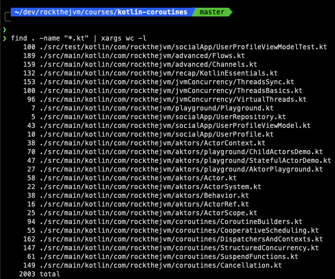 A picture of Kotlin code running coroutines