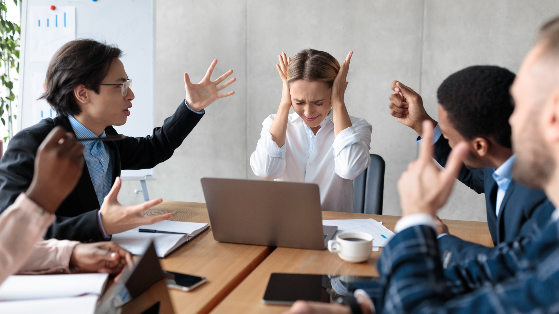 Business people in a meeting with conflict