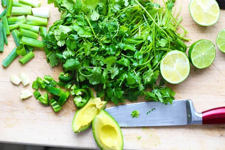 Fresh ingredients on a cutting board.