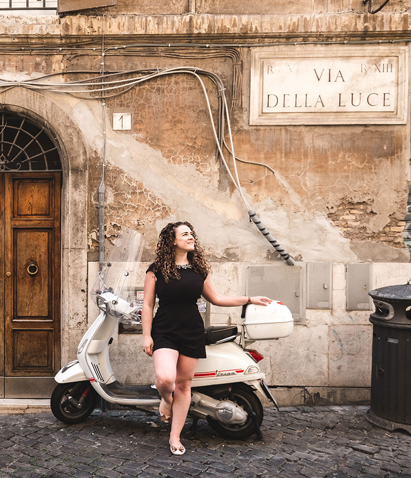 Michele next to Vespa