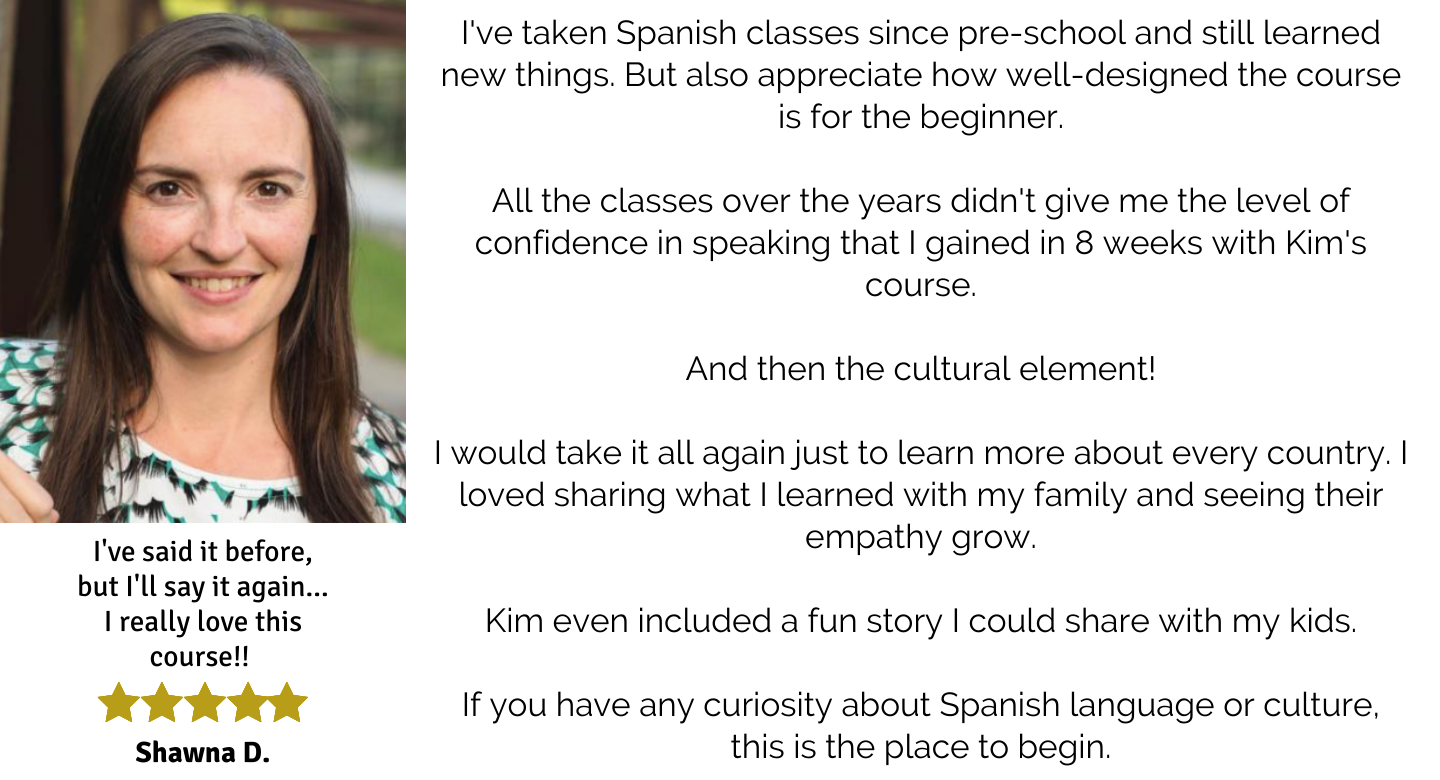 Testimonial Beginner Spanish Experience 5 stars