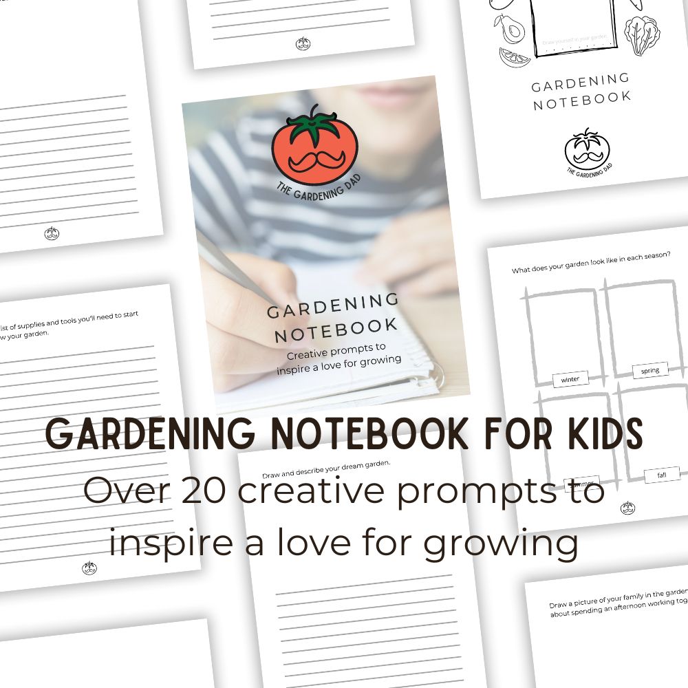 Sample pages from The Gardening Dad's Gardening Notebook for Kids; text 