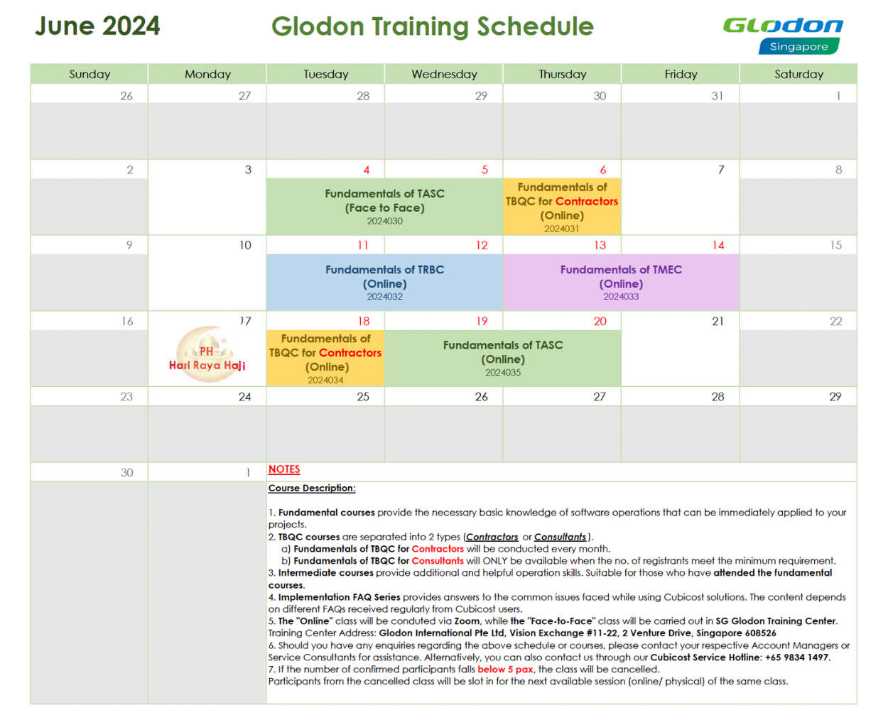 Jun-2024 Training Schedule
