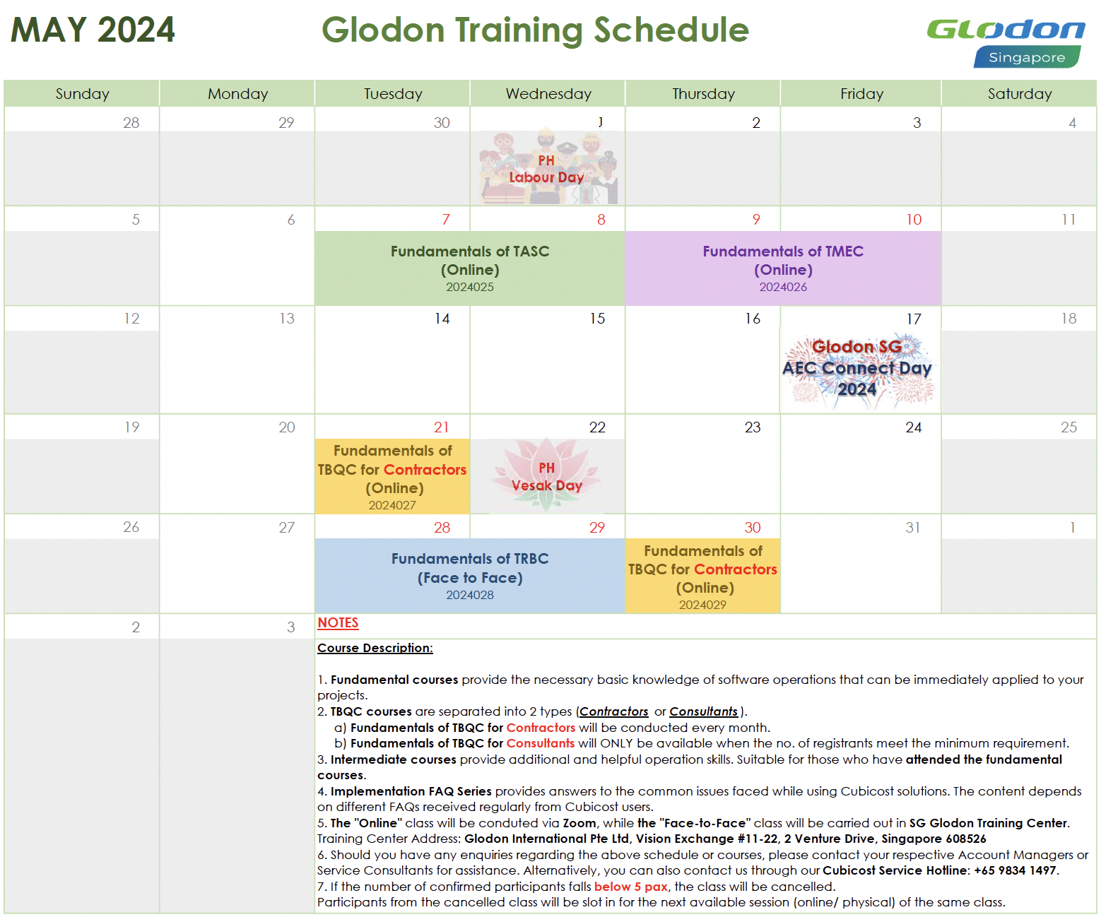 May-2024 Training Schedule