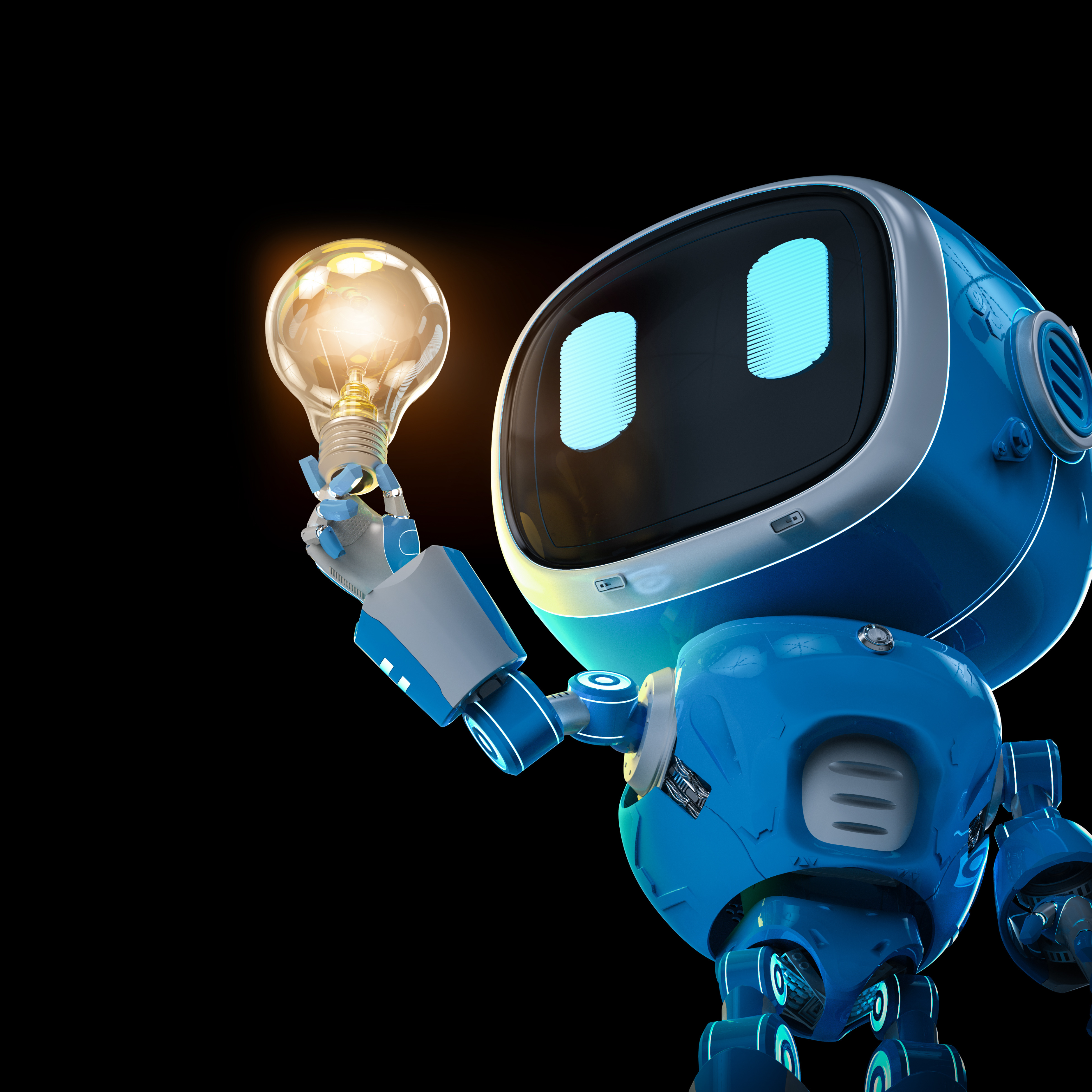 robot holding a light bulb