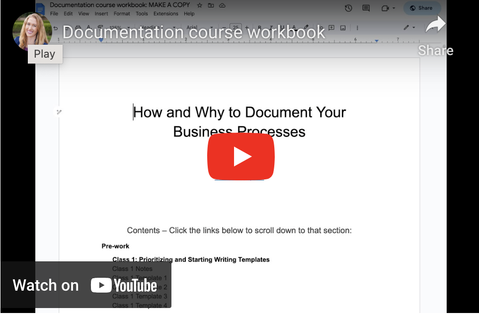process documentation workbook