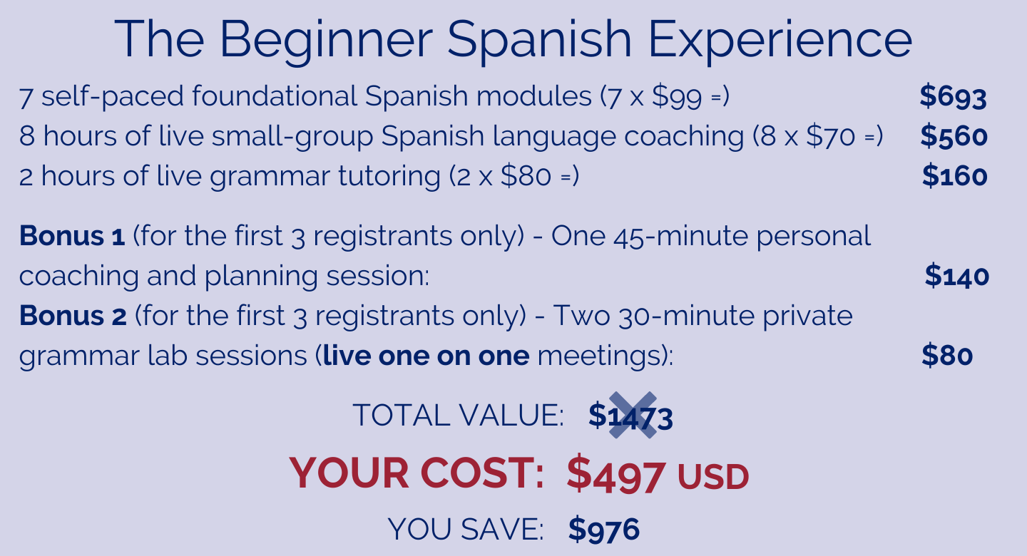 The Beginner Spanish Experience Cost