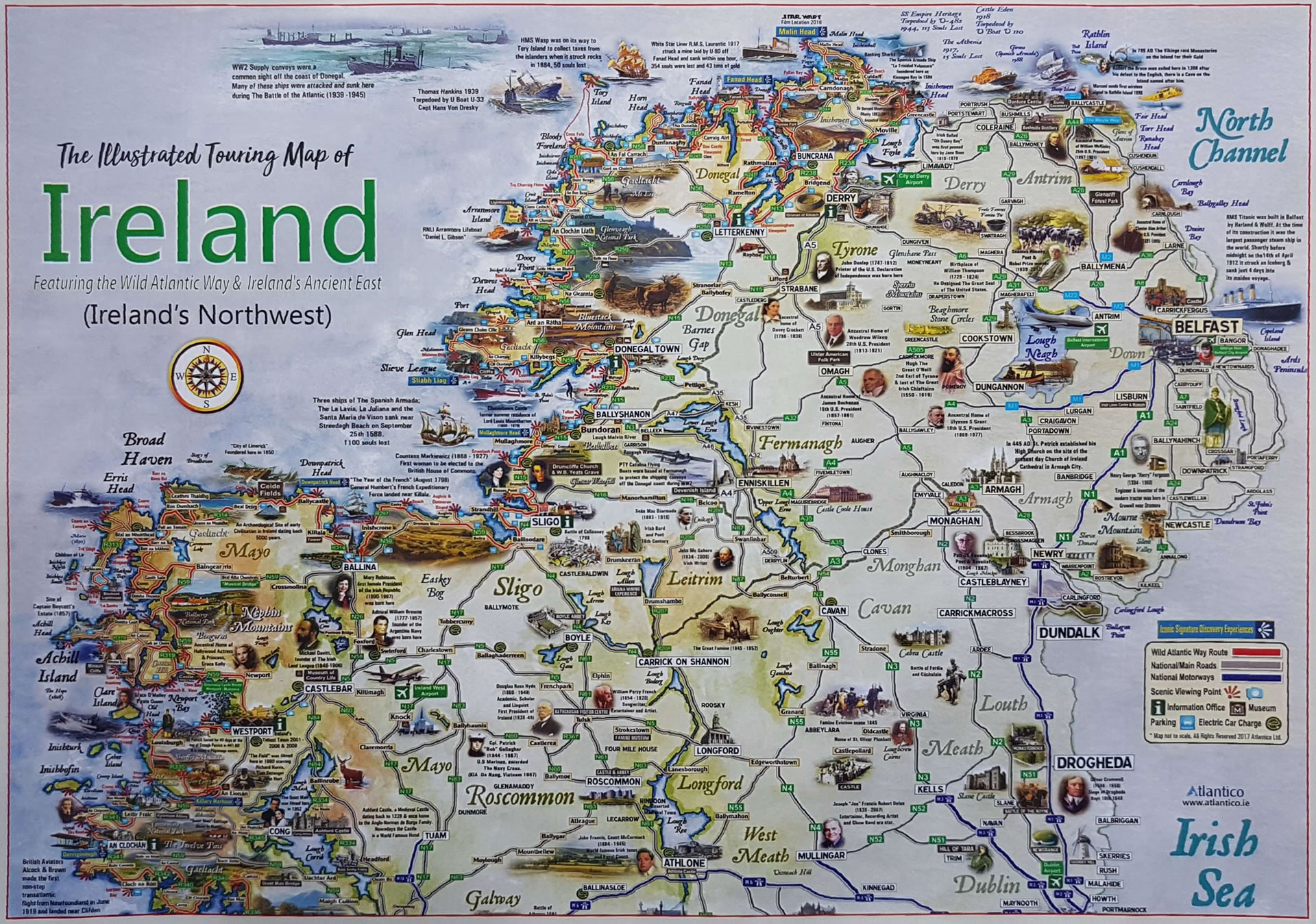 Illustrated Touring Map of Ireland