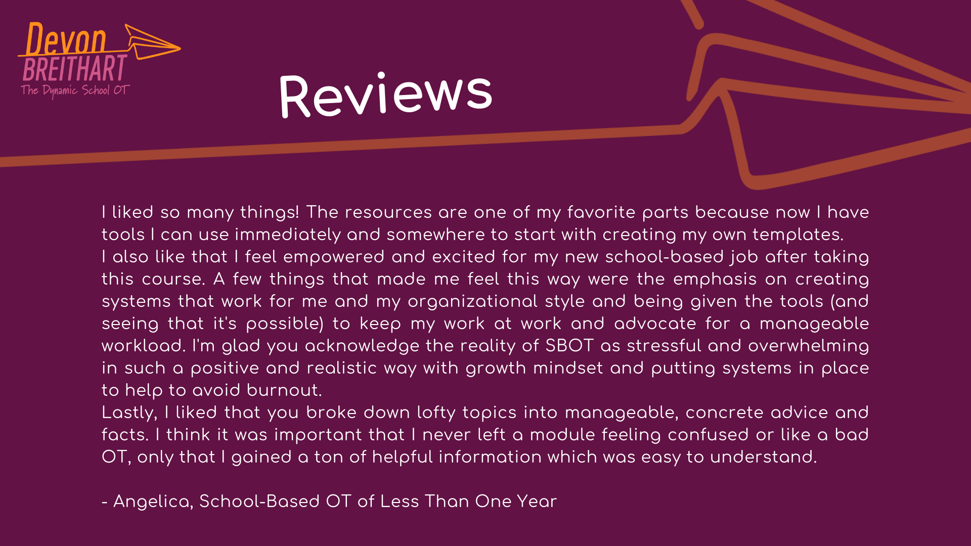 The Dynamic School OT Testimonial