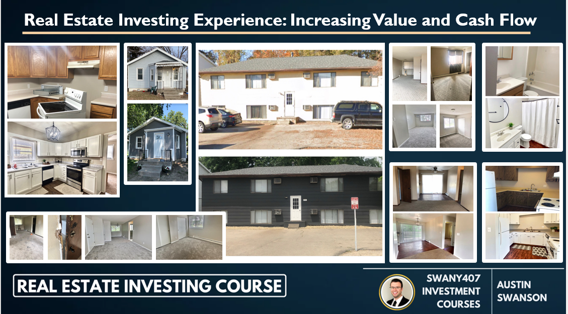 Real Estate Investing, How to Invest, Swany407 Investment Courses, Benefits of Investing in Real Estate, Investing in Commercial Real Estate, Investing in Residential Real Estate,  Financial Benefits of Owning Residential Real Estate, Leverage, Price Appreciation, Mortgage Paydown, Inflation Hedge, Cash flow, passive through property management, tax benefits, interest payments tax deductible, depreciation, 1031 exchanges, - Leverage: Banks will loan 75-80% (all the way to 96.5-100%) of the purchase price, at currently low interest rates for very long periods of time (ex: 30 years). Makes it more accessible to invest from requiring less money, which also leads to higher returns and the ability to scale faster and easier.  - Price Appreciation: Over time, the value of real estate can appreciate from increase in demand, decrease in supply, general inflation, forced appreciation from rehabs or increasing net operating income with commercial real estate, etc.  - Mortgage Paydown: Rental income is used to pay down. Property Management, How to be a Property Manager for Real Estate, Self Manage your Rental Properties, DIY Property Management Course