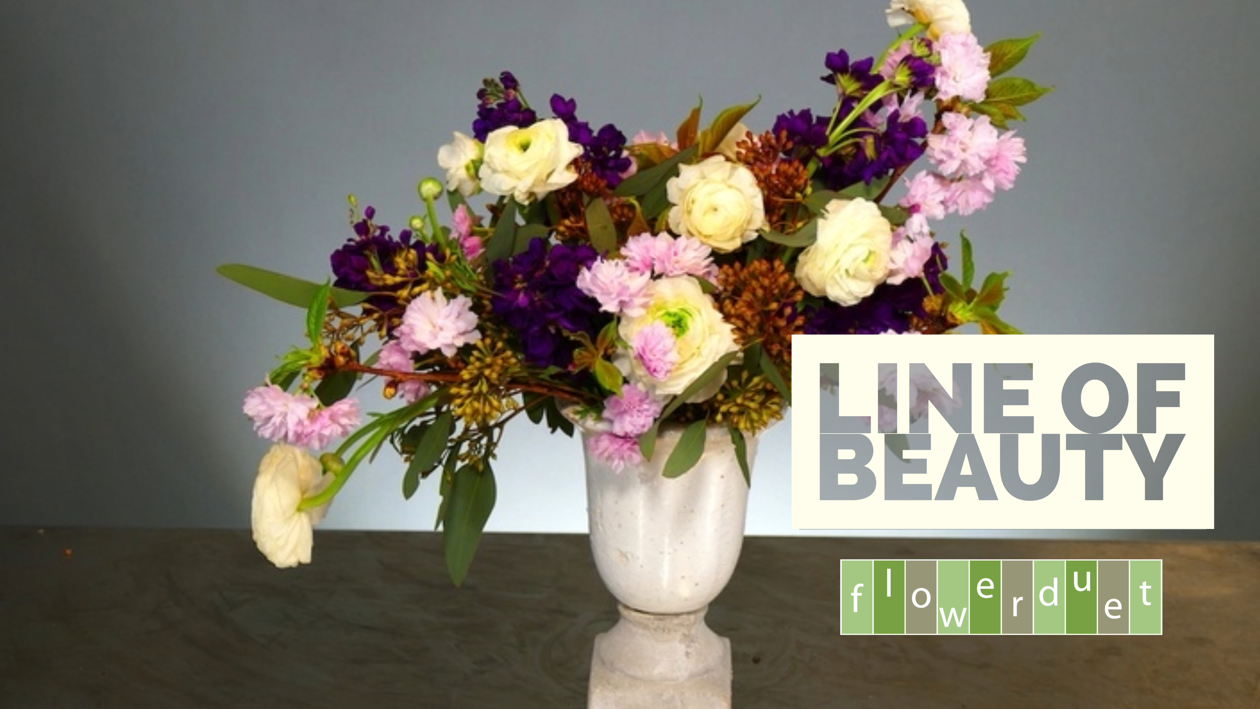 Purple and White flowers in a vase