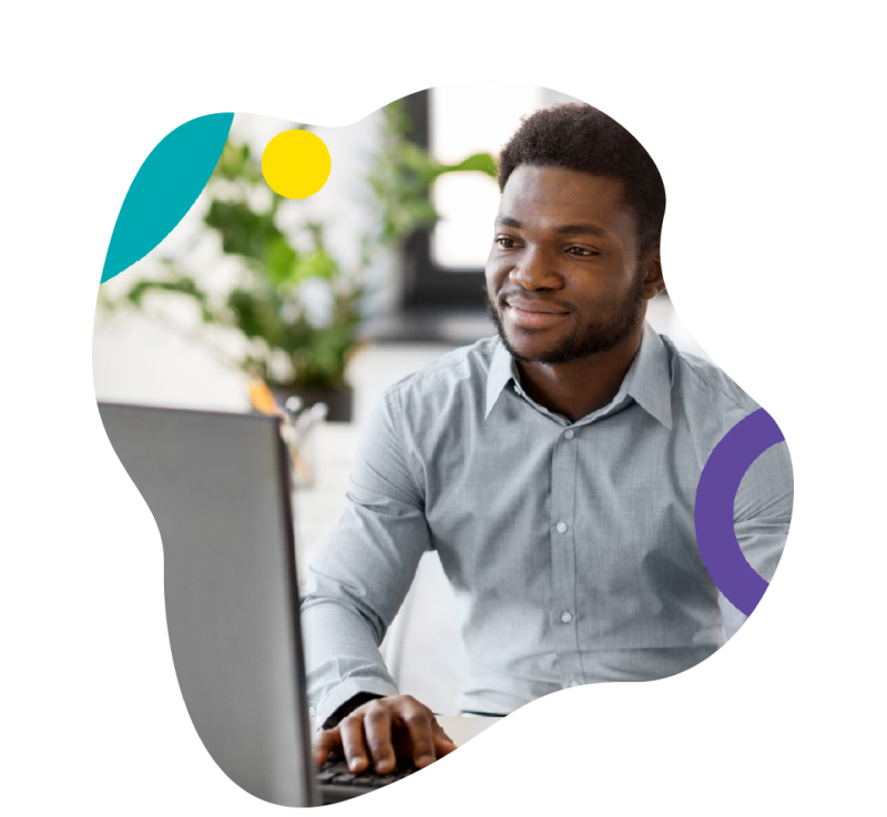 Man at a desk learning on a computer