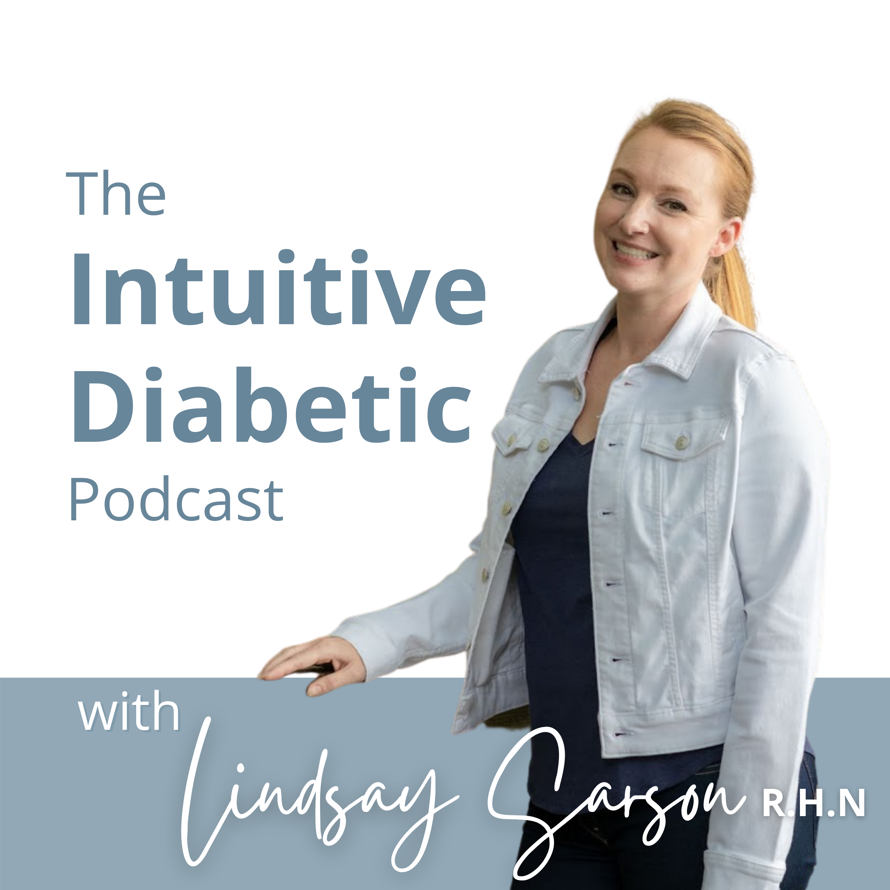 Intuitive Diabetes Podcast logo, with a picture of Lindsay Garson