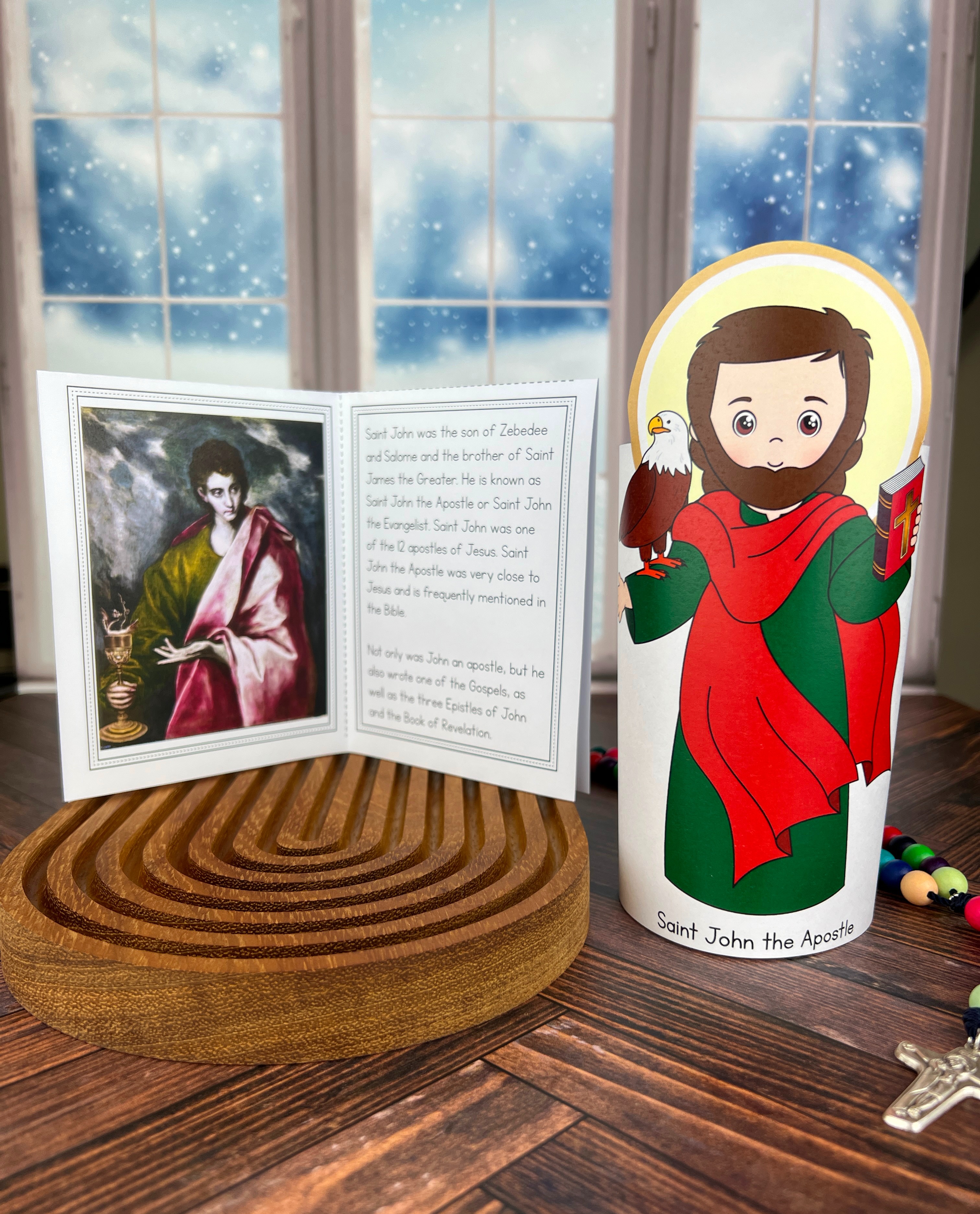 Saint John the Evangelist Statue Craft and Mini Book