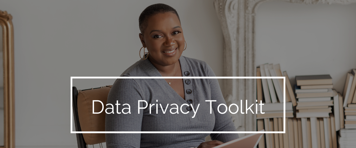 data privacy toolkit black woman in a grey dress with gold hoops and a short cut 