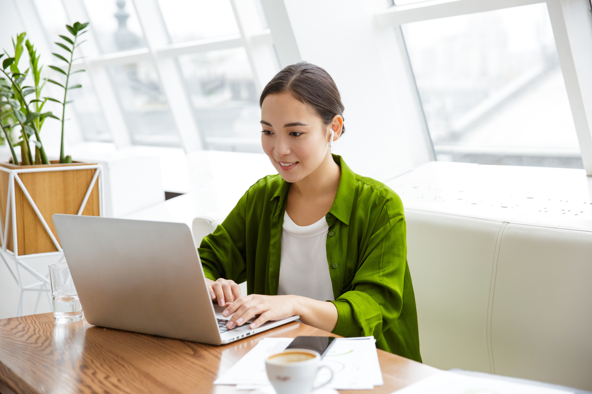 Woman working on a computer