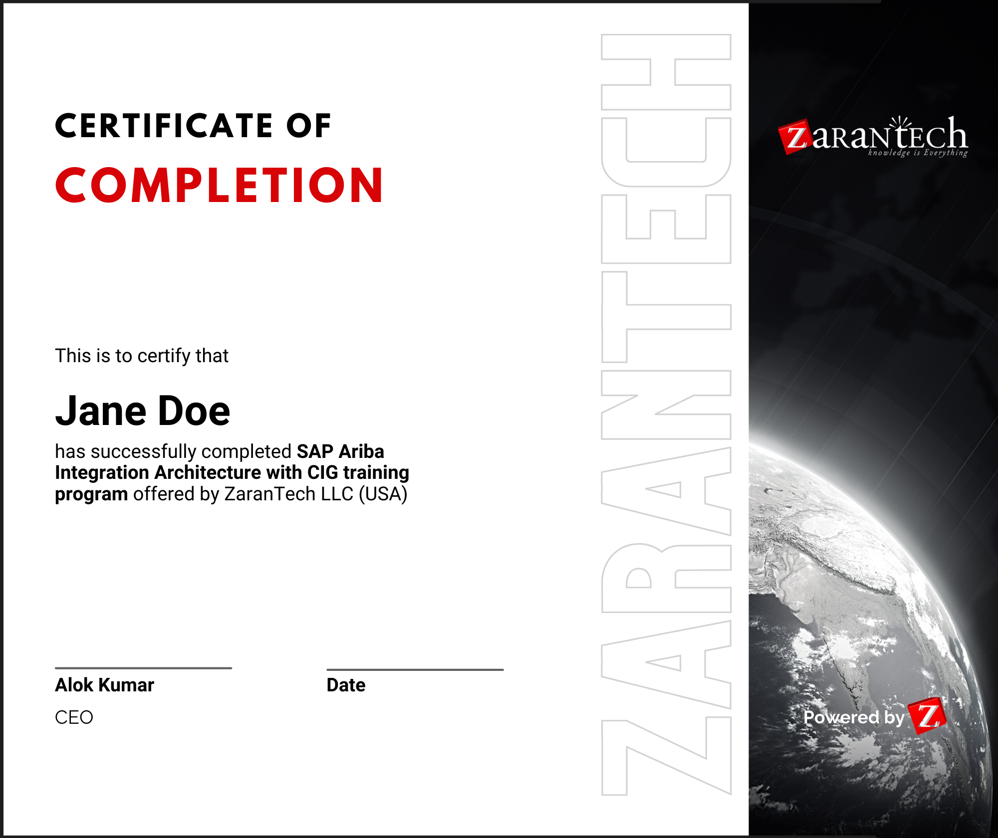 SAP Ariba - Certificate of Completion