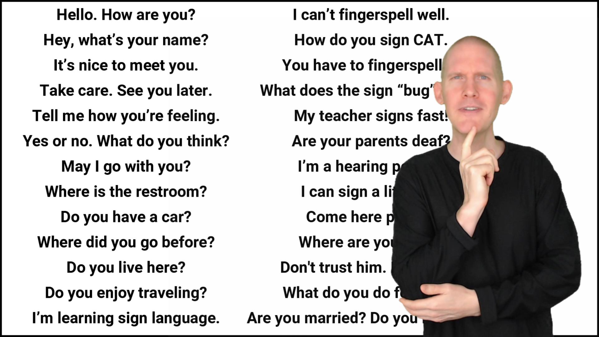 Sign Language In Sentences – 5 basic sentence patterns in american sign language (asl)-advanced b&w