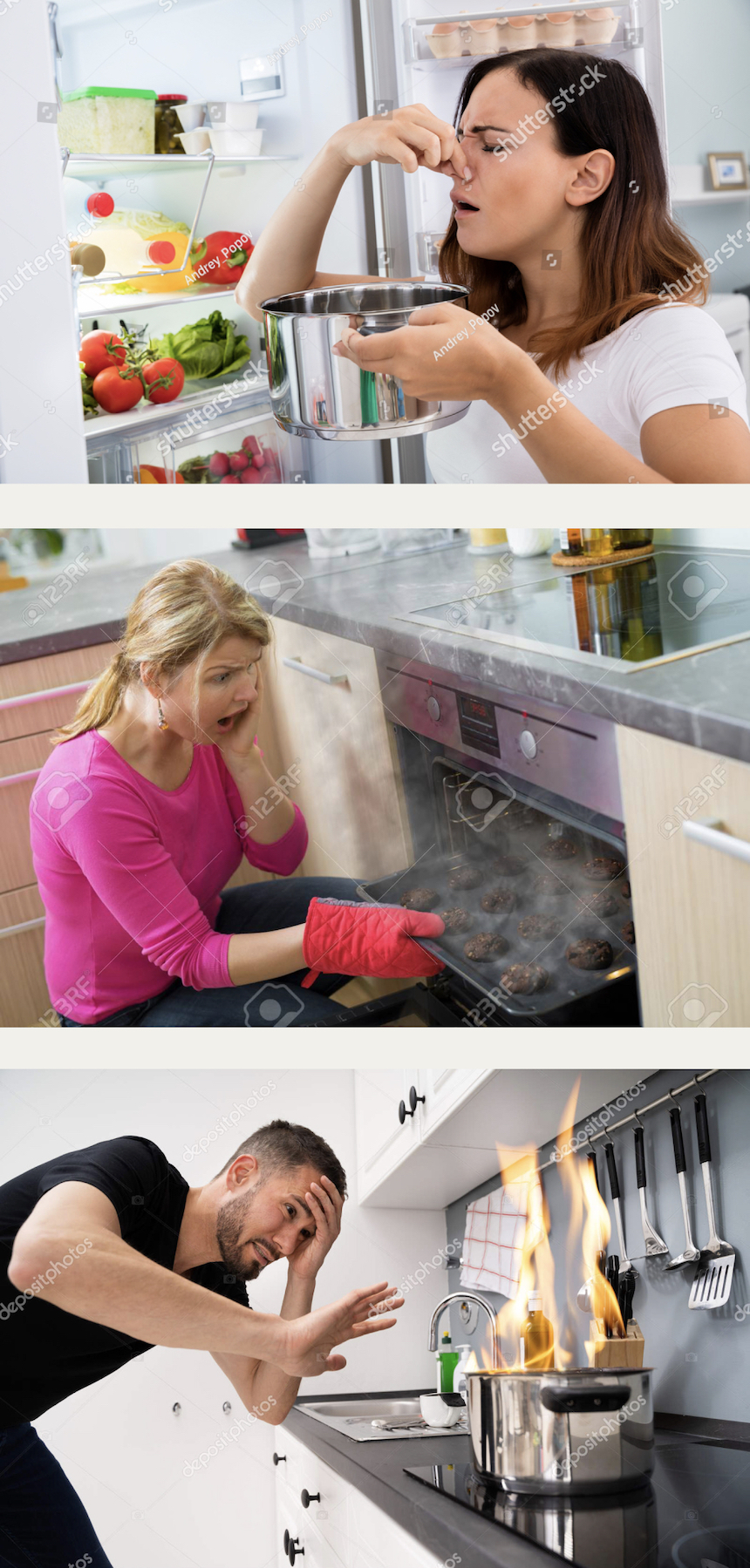 Stock photos of people failing in the kitchen