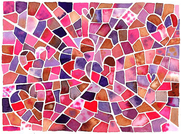 watercolor mosaics hearts