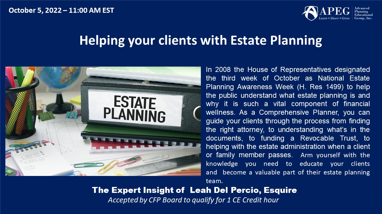 APEG Helping Your Clients with Estate Planning