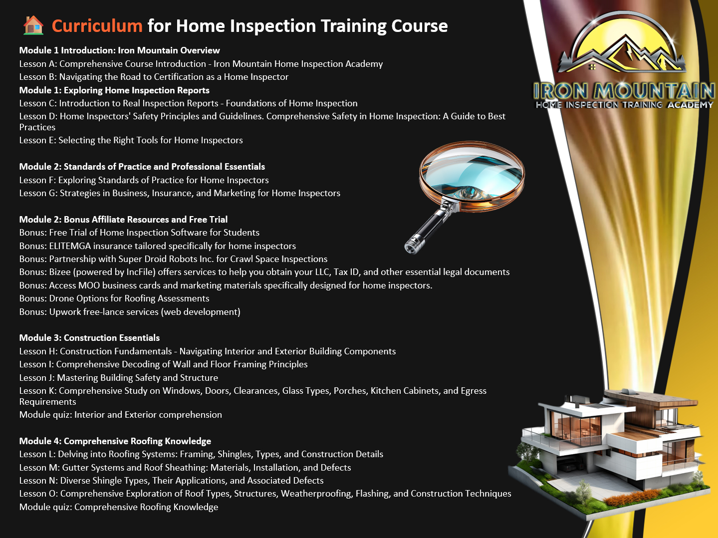 Home Inspection Course Curriculum