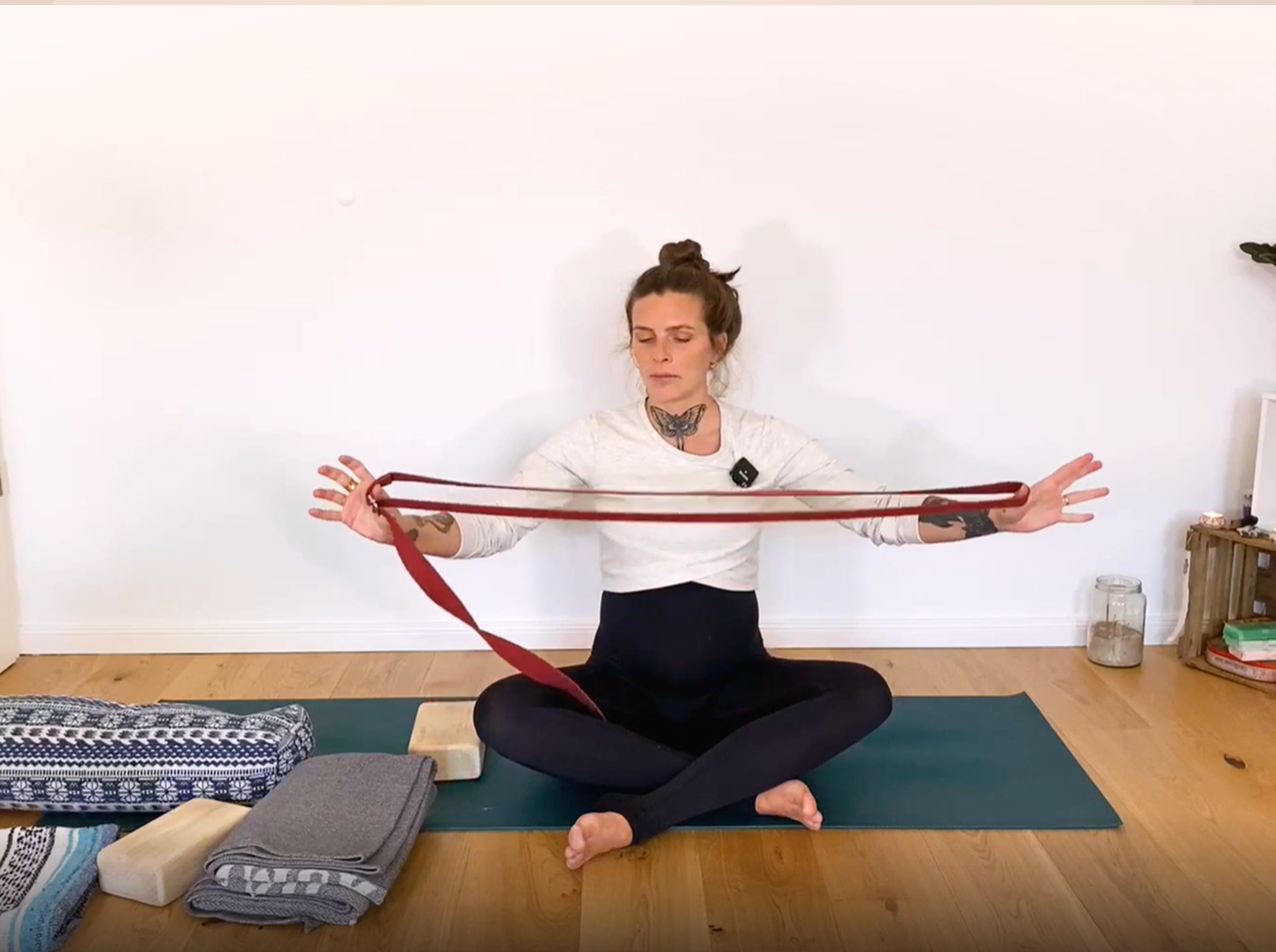 Martyna Eder with yoga props